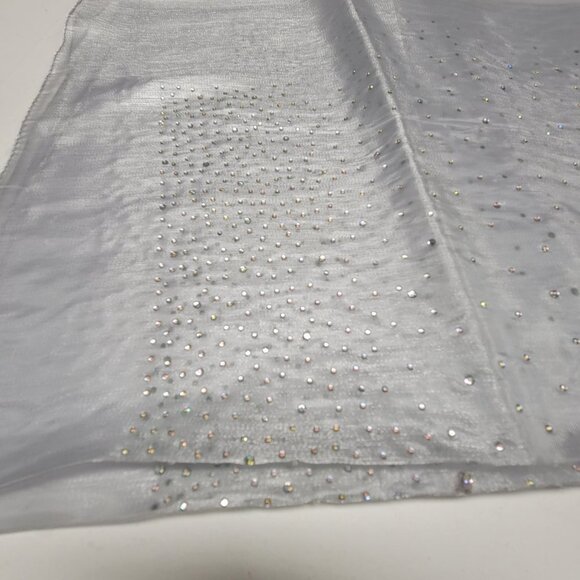 Silver Sheer Scarf Sequin Embellish Organza Scarf- NEW - Picture 8 of 11